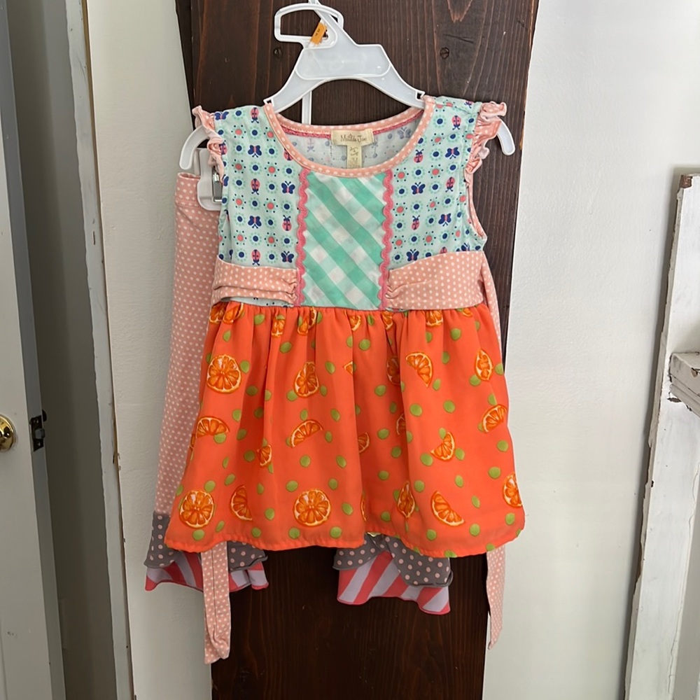 Matilda Jane Tangy Shasta Tunic Top 4 Summer Oranges Happy & Free with pants
